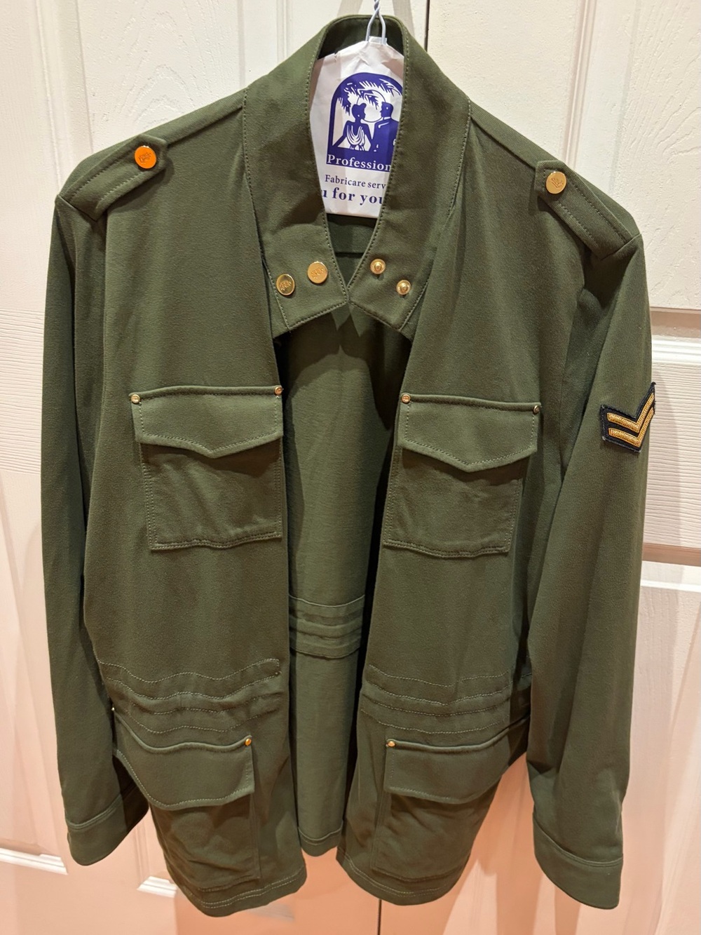 PETITE Lauren Ralph Lauren Rashieka Olive Military Utility Blazer Gold Patch